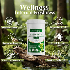 TrySafe chlorella visuals emphasizing nutrient-dense cleansing and internal balance