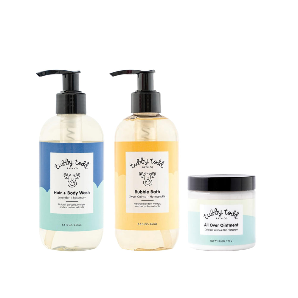 TUBBY TODD Essentials Gift Set shown together for gentle newborn care.