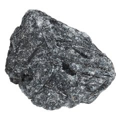 TUMBEELLUWA black rutilated quartz rock specimen, front view, showing natural texture and unique patterns