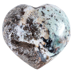 TUMBEELLUWA Ocean Jasper Heart closeup highlights vibrant patterns for mindful touch.