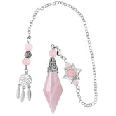 TUMBEELLUWA Reiki healing crystal pendulum rose quartz close-up with facets for divination