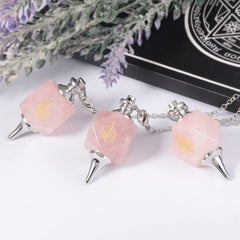 TUMBEELLUWA rose quartz pendant pendulum for divination sessions.