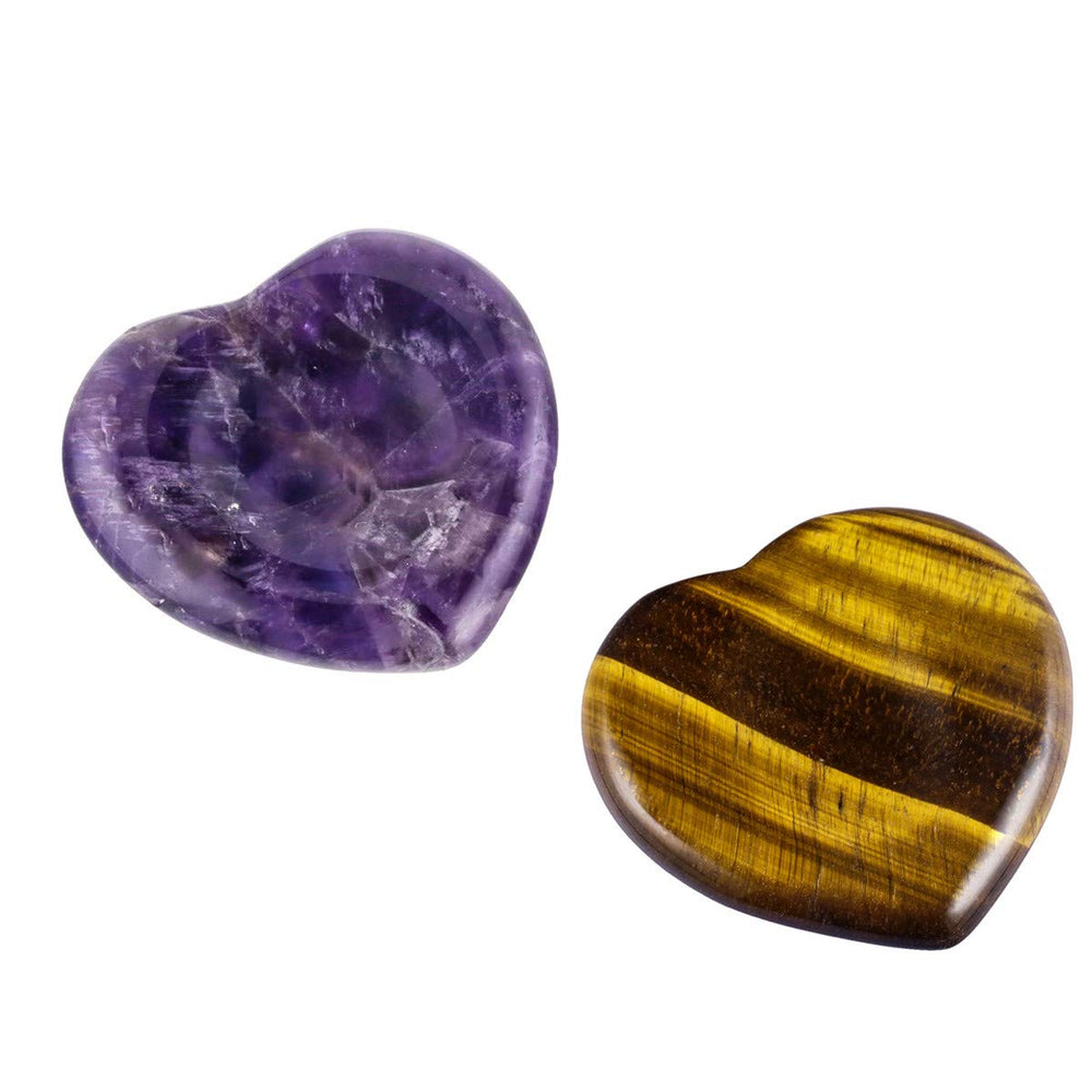 TUMBEELLUWA amethyst heart worry stone for pocket calm and mindful reflection.