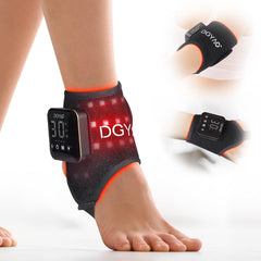 TUOB ankle wrap emits red light LEDs for targeted ankle comfort.