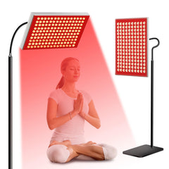 Tuohun red light therapy lamp panel with 150 LEDs for facial and full-body use.