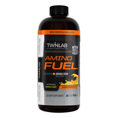 Twinlab Amino Fuel Orange Rush bottle ready for pre and post-workout energy.