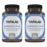 Twinlab Potassium Caps bottle front offering daily electrolyte support for heart and muscle health