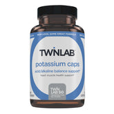 Twinlab Potassium Caps bottle front, easy-to-swallow electrolyte support for heart and muscle health.