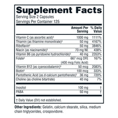 Twinlab Stress B-Complex label close-up highlighting vitamins for metabolism.