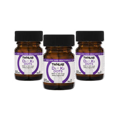Twinlab Vit D3 1000 and K2 Dots bottle for easy daily use.