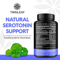 Twinleaf Serotonin capsules closeup for consistent daily use.