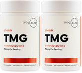 Type Zero Clean TMG capsules bottle shows 750 mg per serving for daily use.