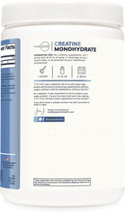 Type Zero Creatine Monohydrate bottle label close-up with 500 g capacity and keto-friendly claim.
