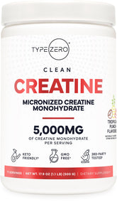 Type Zero Creatine Tropical Punch container showing a durable 500g tub for daily use