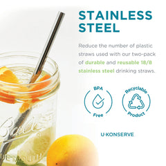 U-Konserve stainless steel straw dishwasher safe for easy cleanup after cold drinks