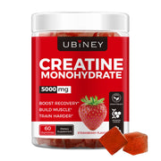 Gomitas Ubiney de creatina monohidrato en envase práctico para entrenar.