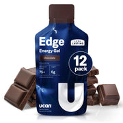 UCAN Edge chocolate gel shot 2-ounce packet for steady energy during runs