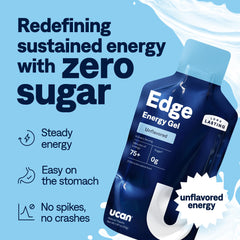 UCAN Edge energy gel shot packet exterior ready for quick grab-and-go fueling.