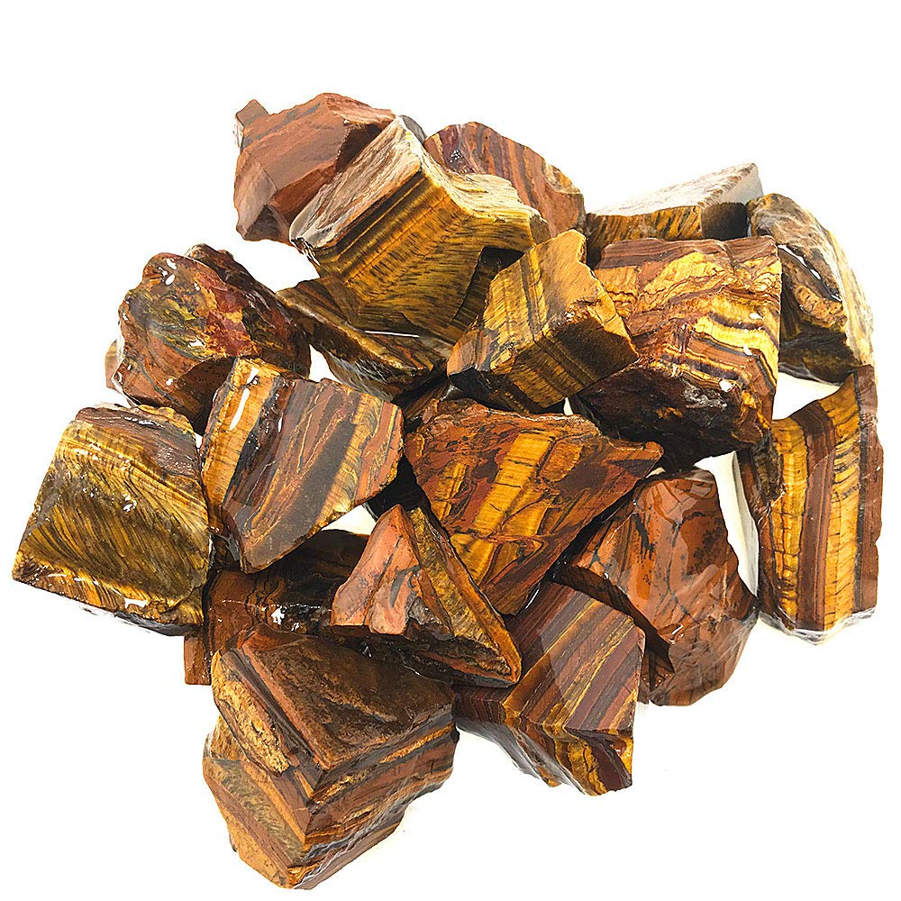 UFEEL rough Tiger's Eye crystals, 1–2 inch display stones, ideal for tumbling and decorative displays.