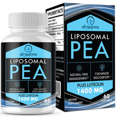 Ulmubra Liposomal PEA bottle front showing premium absorption for daily comfort.