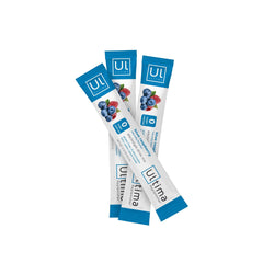 Ultima Replenisher blue raspberry stickpack dispensing for quick hydration