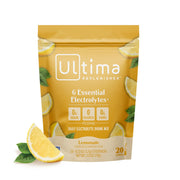 Ultima Replenisher daily electrolyte lemonade stickpack for on-the-go hydration.