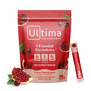 Ultima Replenisher cherry pomegranate powder tub ready for daily hydration.