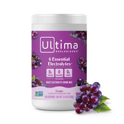Ultima Replenisher grape electrolyte powder canister for daily hydration with 90 servings.
