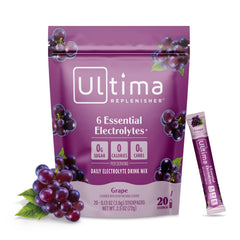 Ultima Replenisher grape stickpack for on-the-go hydration with six electrolytes.
