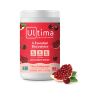 Ultima Replenisher daily electrolyte powder tub showing 90 servings for sugar-free hydration.