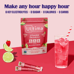 Ultima Replenisher daily electrolyte stickpack promotes balanced hydration with six electrolytes