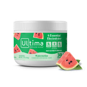 Ultima Replenisher daily electrolyte canister with watermelon flavor and six electrolytes.