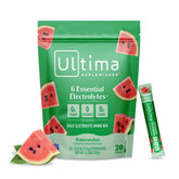 Ultima Replenisher Watermelon stickpack front view for sugar-free hydration.
