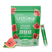 Ultima Replenisher Watermelon stickpack front view for sugar-free hydration.