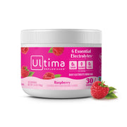 Ultima Replenisher Raspberry canister ready for sugar-free daily hydration.