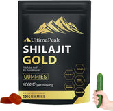 UltimaPeak Shilajit Gummies bottle shown for convenient energy support.
