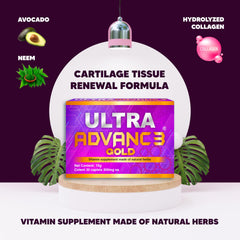 Ultra Advance 3 Gold label view, traditional-use herbs blended for potential joint support.
