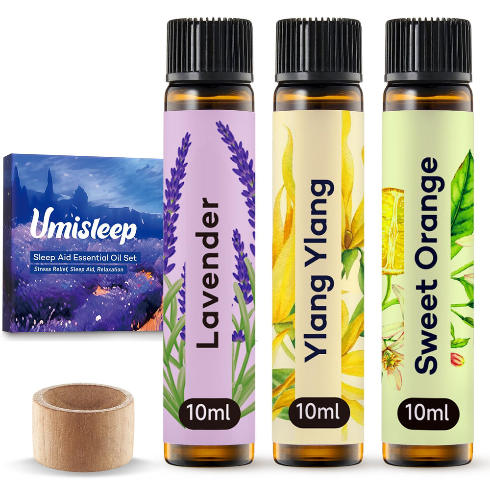 Umisleep lavender oil bottle for calming diffuser sessions.