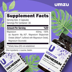Graphic shows UMZU Daily Magnesium's three bioavailable forms for better absorption.