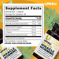 UMZU Miracle Morning capsules close-up for convenient morning energy