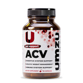 UMZU zuACV bottle front shows sleek capsules for convenient daily digestion support