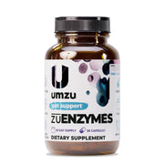 UMZU zuEnzymes bottle front with label and dosage for digestion support.