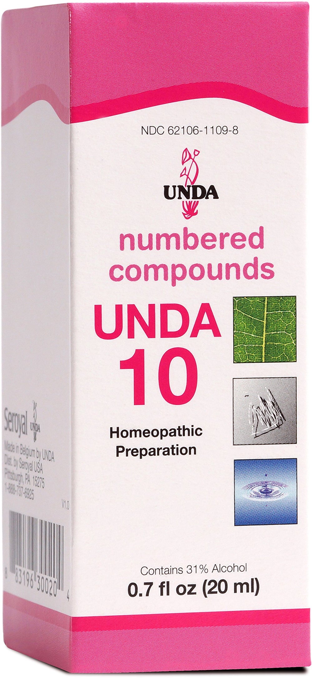 UNDA 10 Numbered Compounds bottle with label suggesting targeted wellness support.