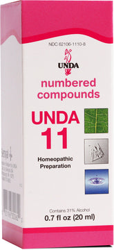 UNDA 11 Numbered Compounds bottle for toxin-related wellness.