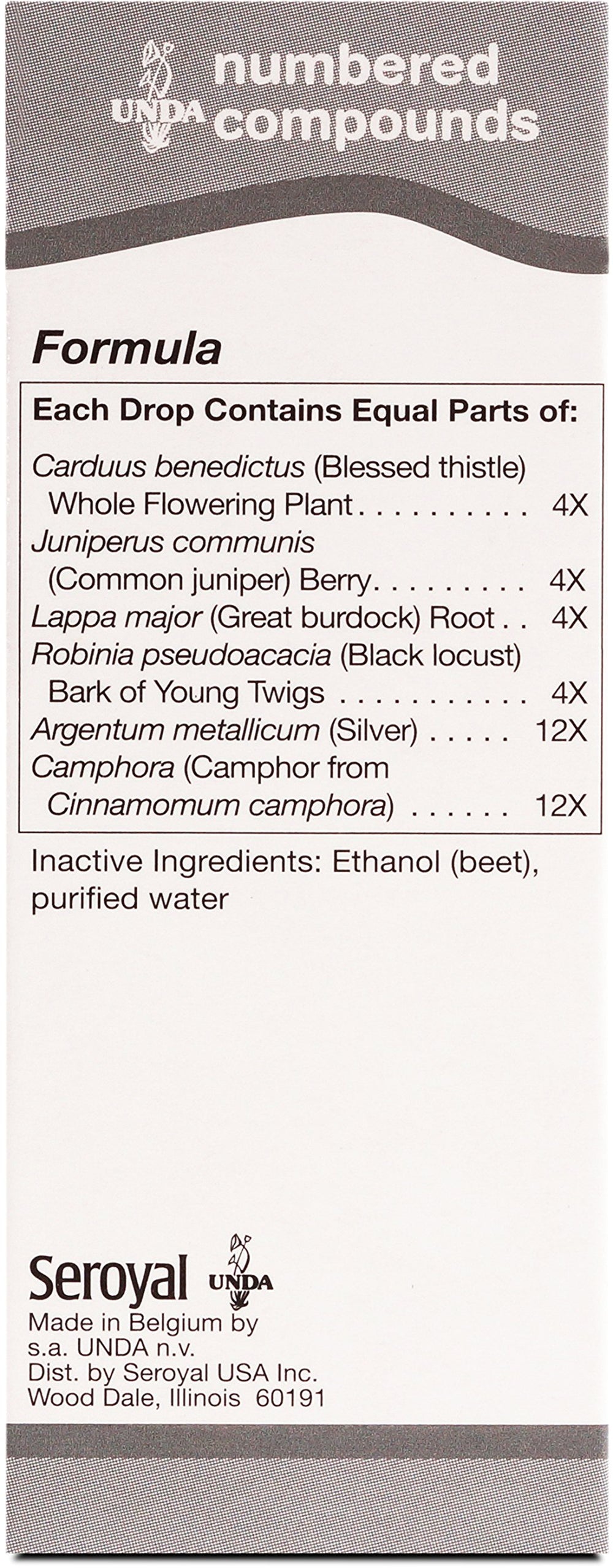 UNDA 31 Numbered Compounds dropper shown for precise daily dosing