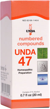 UNDA 47 Numbered Compounds bottle on a kitchen counter for daily wellbeing routines.