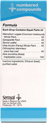 Close view of UNDA 76 Numbered Compounds label—highlighting biodynamic plant ingredients.