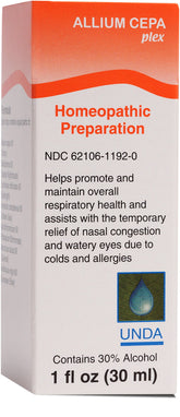 UNDA Allium Cepa Plex bottle front with clean label for potential cold relief.