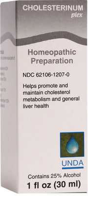 UNDA Cholesterinum Plex bottle with dropper for convenient daily dosing.