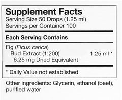 Close-up of UNDA Fig Bud extract label on bottle